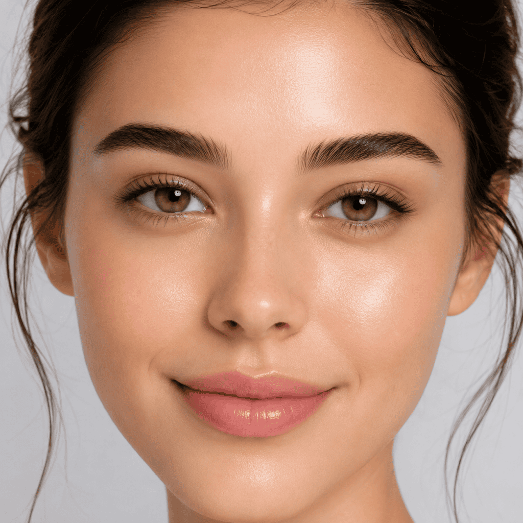 وجه امرأة ببشرة ناعمة ومشرقة تظهر عليها علامات النضارة بعد العناية بالشد المائي للبشرة.