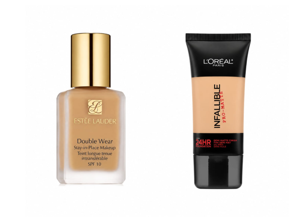 مقارنة بين كريم أساس Estée Lauder Double Wear وL'Oréal Infallible Matte Cover
